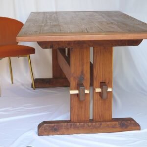 Redwood Trestle Dining Table w/ Maple Keyed Tenons